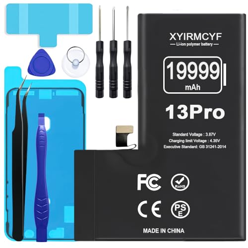XYIRMCYF 19999mAh Super Capacity Battery Compatible with iPhone 13 Pro, 0 Cycle Li-Polymer Replacement Battery for iPhone 13 Pro, with Professional Repair Tool Kit