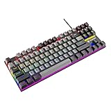 Generic ゲーミングメカニカルキーボード 87キー 青軸 ブルーバックライト – 人間工学設計 静音タッチ 対応ラップトップ (黄白キーキャップ) (グレーブラック)