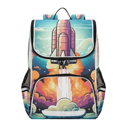 Mochila infantil reflectante de cohete para caminar seguro por la noche