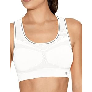 Champion-Womens-Freedom-Seamless-Racerback-Sport-Bra Champion, Infinity Racerback, Moderate Support, Seamless Sports Bra for Women, White, Medium