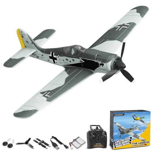 VOLANTEXRC RC Plane FW190 Fighter 4CH Remote Control Airplane RTF with Aileron, Gyro, Aerobatics & 3 Modes to Fly, Hobby Radio Controlled Warbird Aircraft for Adults, Beginners, Boys (761-17