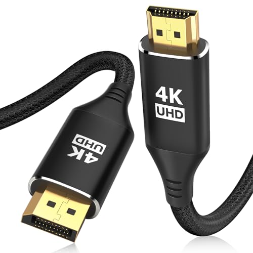 Cable DisplayPort a HDMI 4K de alta velocidad con nylon trenzado resistente de 30 pies
