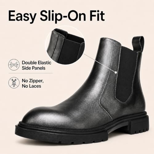 Image of Men's Premium Leather Chelsea Boots | Double Elastic Gussets & Breathable OrthoLite Anti-Odor Insoles | Slip-Resistant Rubber Outsole, Leather Lined for All-Day Comfort (Casual & Work)