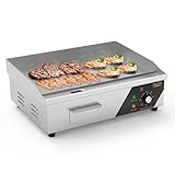 LEADZM Kommerzieller Elektrogrill Elektrisch Tischgrill, 3000W Grillplatte einstellbare Temperatur von 50–300 °C,für Restaurant,balkon,Arbeitsplatte (54 x 40 x 21cm)