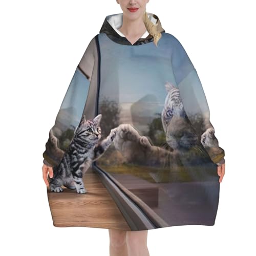 Couverture à capuche flanelle douce et chaude tigre réfléchissant femme