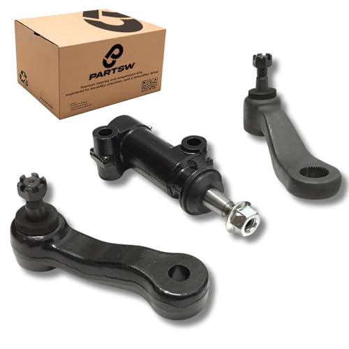 PartsW - 3 Pc Steering Kit Idler Arm Pitman Arm 4 Grooves Idler Bracket Fits Silverado 1500 Suburban Tahoe Avalanche Sierra Yukon Escalade Savana Hummer H2 4WD Fixes Clunking Loose Steering Noise
