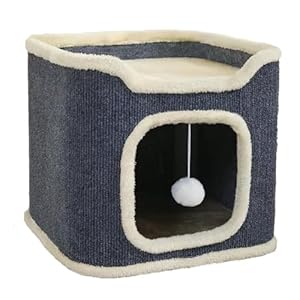 Cat House for Indoor Cats beds, Multi-Level Cat Condo Foldable Cat Cave House(1-Level)