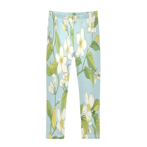 Bolaz Toddler Girls Leggings Printed Yoga Pants Leggings White Yellow Flower for Kids