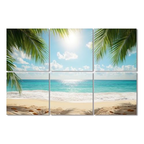 6 Pack Paneles Acústicos Decorativos Palmera Playa Tropical 72"x48" para Estudio y Oficina miniatura 1
