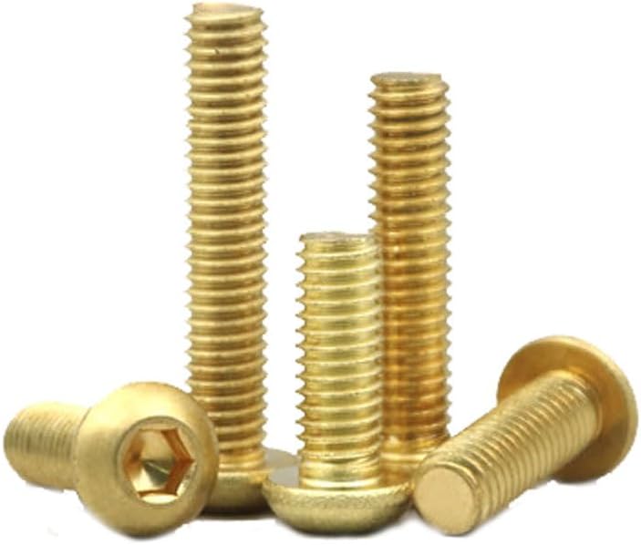 5pcs M3 Allen screws inner hexagon H65 brass half round head screw machine nail bolts 4.8 grade 6mm-12mm length - (Size: M3x10mm)