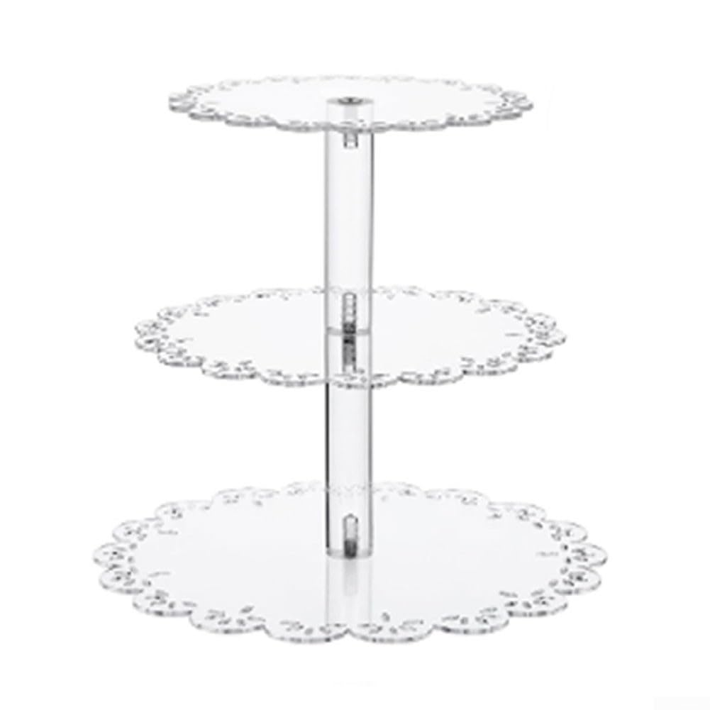 Soporte para tartas de 4 niveles de acrílico con borde de encaje, para bodas y fiestas, 37 x 33 cm (4)