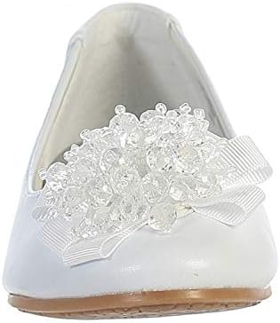 Girls Flats with Crystal Bead Bow (1, White) | Image 5