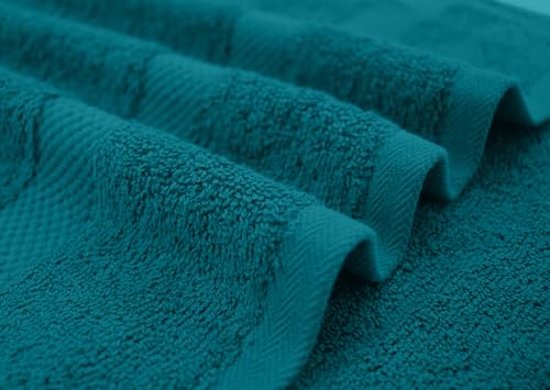 Image of DAN RIVER Bath Towels Set of 4, 27 x 54 Inches, 100% Cotton, Larger & Lighter Weight, Quicker to Dry, Super Soft and Absorbent, Ideal Luxury Bath Towels for Daily Use, Teal