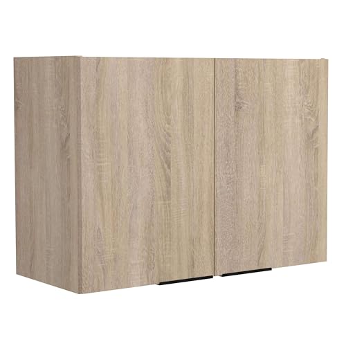 Miroytengo Módulo Cocina Arko Superior Estilo Industrial En Color Roble Áspero Y Negro 2 Puerta Y 1 Estante Interno 80x58x36 Cm