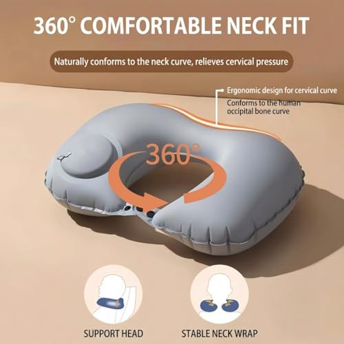 Almohada inflable cuello U tamaño grande portátil miniatura 5