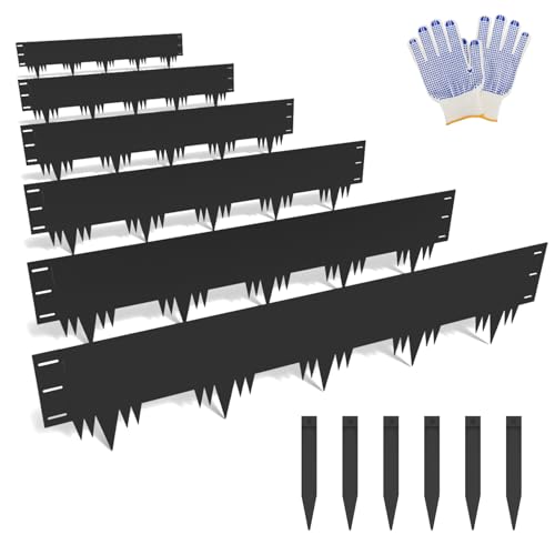 Galvanized Steel Landscape Edging Border 6 Packs 42'' L x 9.5'' H, Metal Landscape Garden Edging Border with 6 Stakes, H