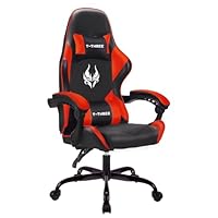 T-THREE.Ergonomic high-back gaming, computer, office, study, swivel, and racing-style chair with adjustable lumbar and headrest support, 150kg weight capacity, ideal for home office(Red)
