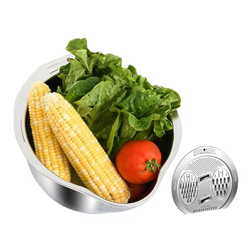 Iouyjiu - Tazón de arroz y escurridor, colador inoxidable multifunción con pelador para limpieza, accesorio de cocina para té pasta sushi frutas verduras - lavado de goteo