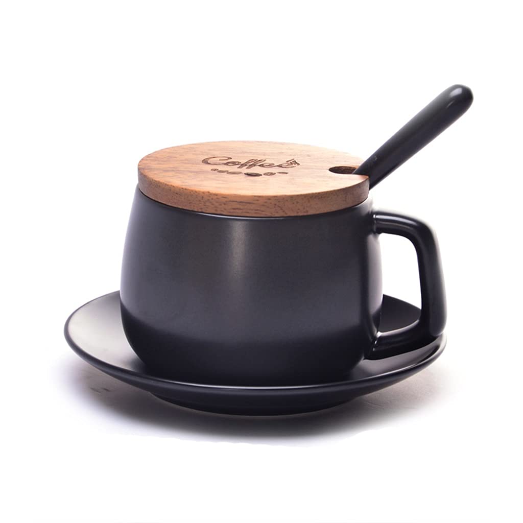 Copa de Porcelana con Tapa,Porcelana Taza de té y Platillo Conjunto Taza de Café 8.5 oz para Bebidas de café Especial, Latte, Café Mocha y té para Oficina y hogar para Hombres Mujeres