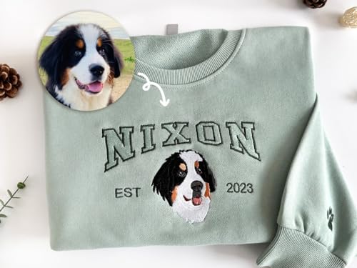 Negaru Custom Dog, Hoodie Embroidered Dog Name, Personalized Pet Face Sweatshirt from Your Photo, Varsity Sweatshirt, Gifts for Dog Lovers - Thumbnail 3