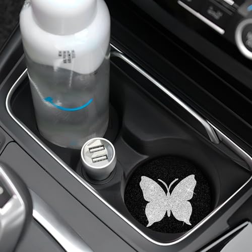 Portavasos para carro butterfly con brillo plateado 2 pcs miniatura 5