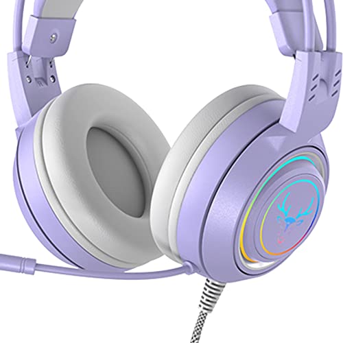 Ronyme Fone de ouvido para jogos com fio, leve, com microfone, USB de 3,5 mm, fone de ouvido com can