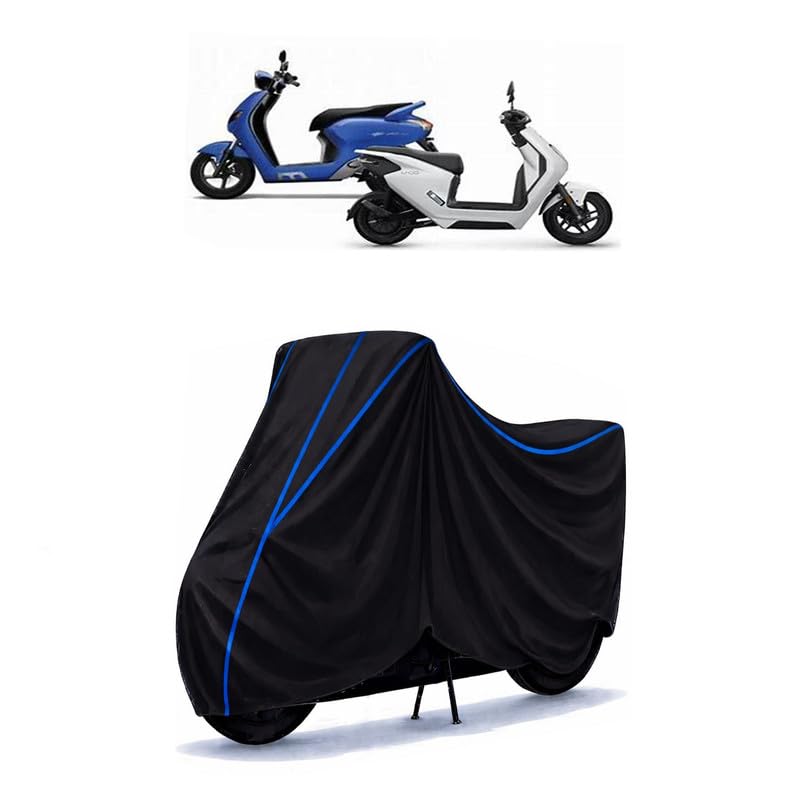 Image of Scooty Cover Water Resistant for iFlow Electric | Universal Scooter & Bike Cover | Heavy Duty UV Dust, Rain & Scratch Protection | Elastic Fit All Weather Indoor Outdoor | Black with Blue Piping
