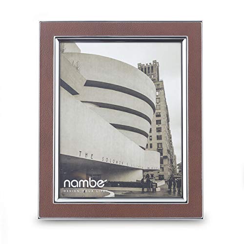 Nambe MT1277 Novara Picture Frame, 5 Inch X 7 Inch | Photo Frame With Tempered Glass | Tabletop Display, Family, Friends, Wedding Gift, Home Office Décor | Silver Plate And Genuine Leather thumb #1