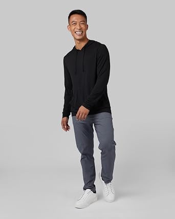 32 Degrees Men's Cool Lightweight Long Sleeve Hoodie Tee, Quick Dry, Anti Odor, 4 Way Stretch, Lightweight