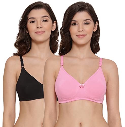 Image of Lyra Women's Moulded Encircled Bra(513) Pack of 2 White & Black,30B