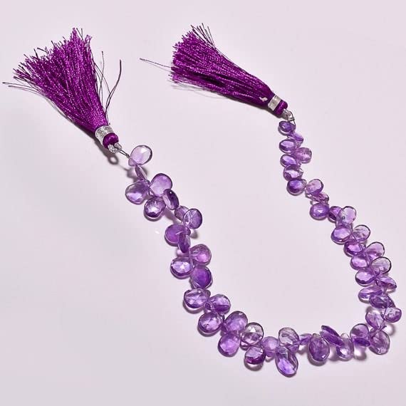 Perles en améthyste violette briolette de 5x7 mm pour la fabrication de colliers artisanaux