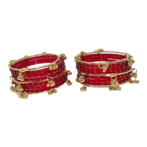 Image of Kashmiri Ghangharoo Glass Bangle Set for Women| Light Weight Bangles | Traditional Transparent Fancy Glass Chudi Set for Wedding, Party(Set Of 18)