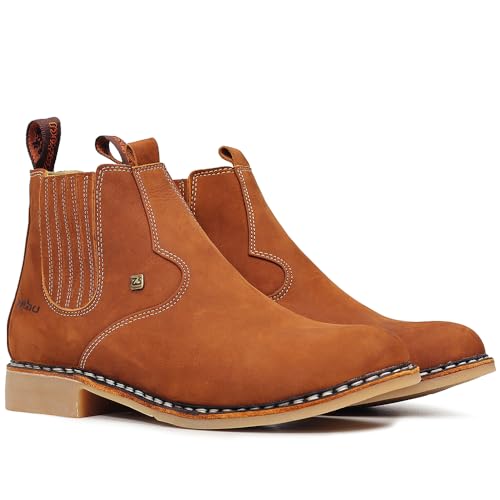 Botina Masculina de Couro Vira Francesa Zebu Original Gran Nobuck Café (CASTOR, BR, Adulto, Numérico, 37)