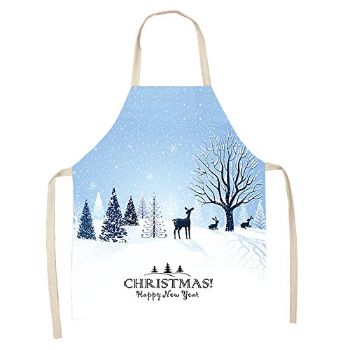 No/Brand Christmas Decoration Sleeveless Apron Cotton Linen Kitchen Aprons Women Home Cooking Baking Waist Bib Pinafore 5365cm CM1005 (2WQ-WQL0128-9)