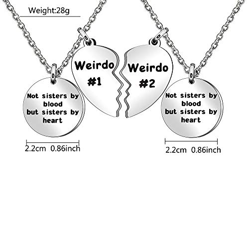 Best Friends Necklace Gift,2pcs Heart Pendant Adjustable Long Necklace"Side by side or miles apart best friends are always close at heart"Friendship Jewelry2