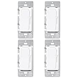 TORCHSTAR Dimmer Switch for Dimmable LED, Halogen and Incandescent Bulbs, 200W/Single-Pole or 3-Way, 120V Slide Dimmer Switch, ETL-Listed, Pack of 4