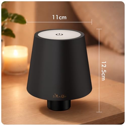 Image of Wireless Bottle Lamp for Living Room | 3 Colour Tones with Dimming | Rechargeable Touch Lampshade | Night Light for Bedroom | Birthday Gifts for Girls, Women, Wife (Black, Iris)