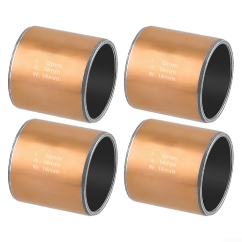 Bicycle Rear Shock DU Bushing Set, 14mm Outer Diameter, 12mm Inner Diameter, Copper PTFE Composite, 4-Pack Replacement for Mountain Bike Suspension