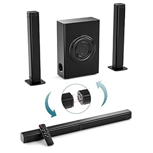 Tigrbar Soundbars für Fernseher mit Subwoofer, 3D/DSP/Bluetooth/HDMI-ARC Heimlautsprecher, Bässe Höhen einstellbar, 2 in…
