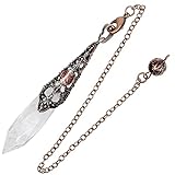 Chakra Pendel Größe: Gesamtlänge 25 cm bis 25,5 cm; Stein pendel länge Länge 6.4 bis 6.8 cm, Breite 1.1 cm; Stein Anhänger länge 6.4 cm-6.8 cm, Breite 11mm, Loch 2mm. Das Gesamtgewicht beträgt 13 g. Paket: 1x Kristall Punkt Pendel mit Kette, 1x 50 cm Halskette, 1x KYEYGWO Geschenktasche.