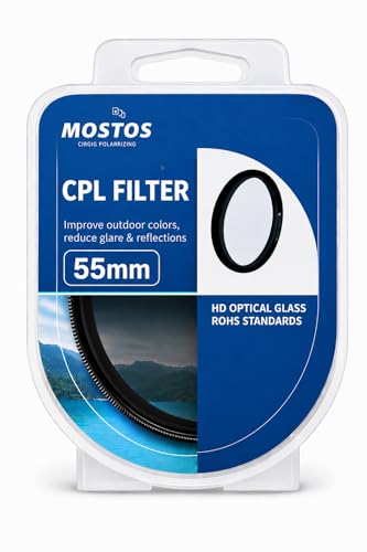 Image of MOSTOS - 55mm CPL Filter for Nikon D3500 D3400 D5600 with DX AF-P 18-55mm Kit Lens (Make Sure Mark Φ55 is Written ON Your Lens)
