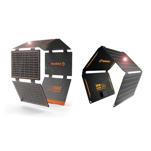 Image of 60W Foldable Solar Panel, Portable Solar Charger with USB-C PD3.0 / USB-A QC3.0 / DC 20-28V Port and 30W Portable Solar Panel ETFE Foldable Solar Panel Charger with QC3.0 18W USB-A/C Port