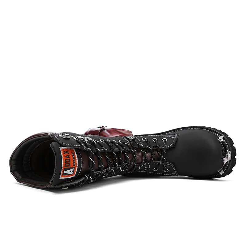Image of CHUUMEE Men's Wear Resistant Cycling Motorcycle Boots Side Zipper Waterproof Biker Riding Punk Rock Metal Toe Cowboy Western Tactical Army Boot