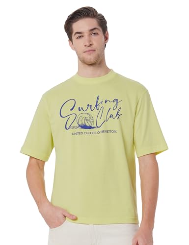 Image of United Colors of Benetton Men's Letter Print Oversized Fit T-Shirt