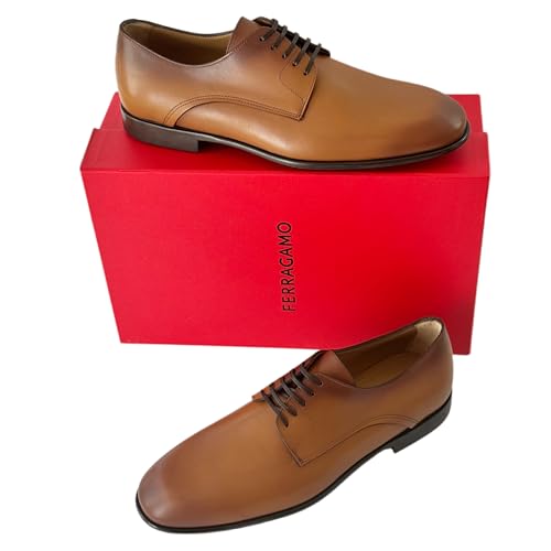 Fosco Plain Toe Oxford Derby Men's Brown Shoes New Vicuna Calf (Salvatore2