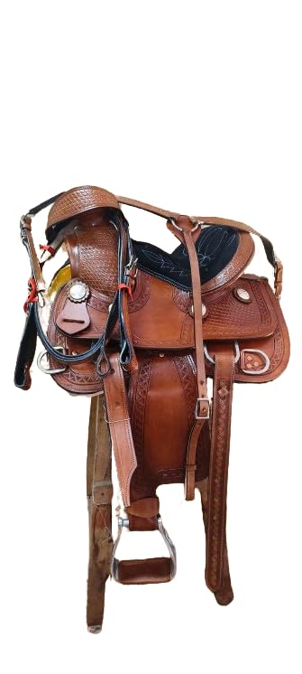 HUMAYL Saddlery Handmade Wade Tree A Fork Premium Western Saddles for Horses Equipment Leather Roping Ranch Work Equestrian Trail Horse Saddles Tack Size: 10