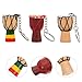 Ciieeo 3Pcs African Drum Keychain Set Mini Djembe Drum Key Chains Solid Wood Sheepskin Craft Ornament Souvenirs for Travel
