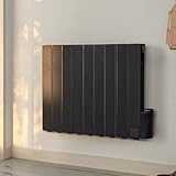 1500W Oil Filled Radiator Wall Mounted Electric Radiator Electric Wall Heater,Black Oil Radiator Heater with Thermostat and 7 Days/24H Timer,LED Display & Child Lock for Home Low Energy