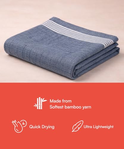 Image of Thirsty Towel, Bamboo Towels for Bath, Super Soft Slub Towel & High Absorbency Towels, Light Weight, & Quick Dry Towels for Bath Large Size, Towel for Bath Men, Women & Kids (Pack of 1 - Dark Denim)