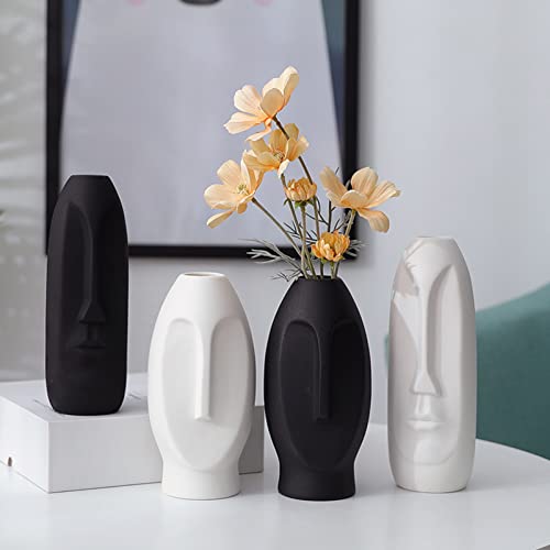 Vase en céramique visage abstrait blanc pour décoration de maison moderne